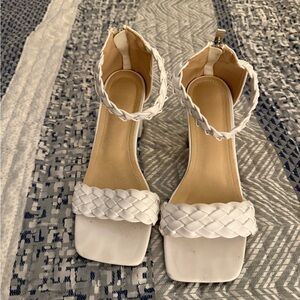 Elegant White Braided Women's Heels
